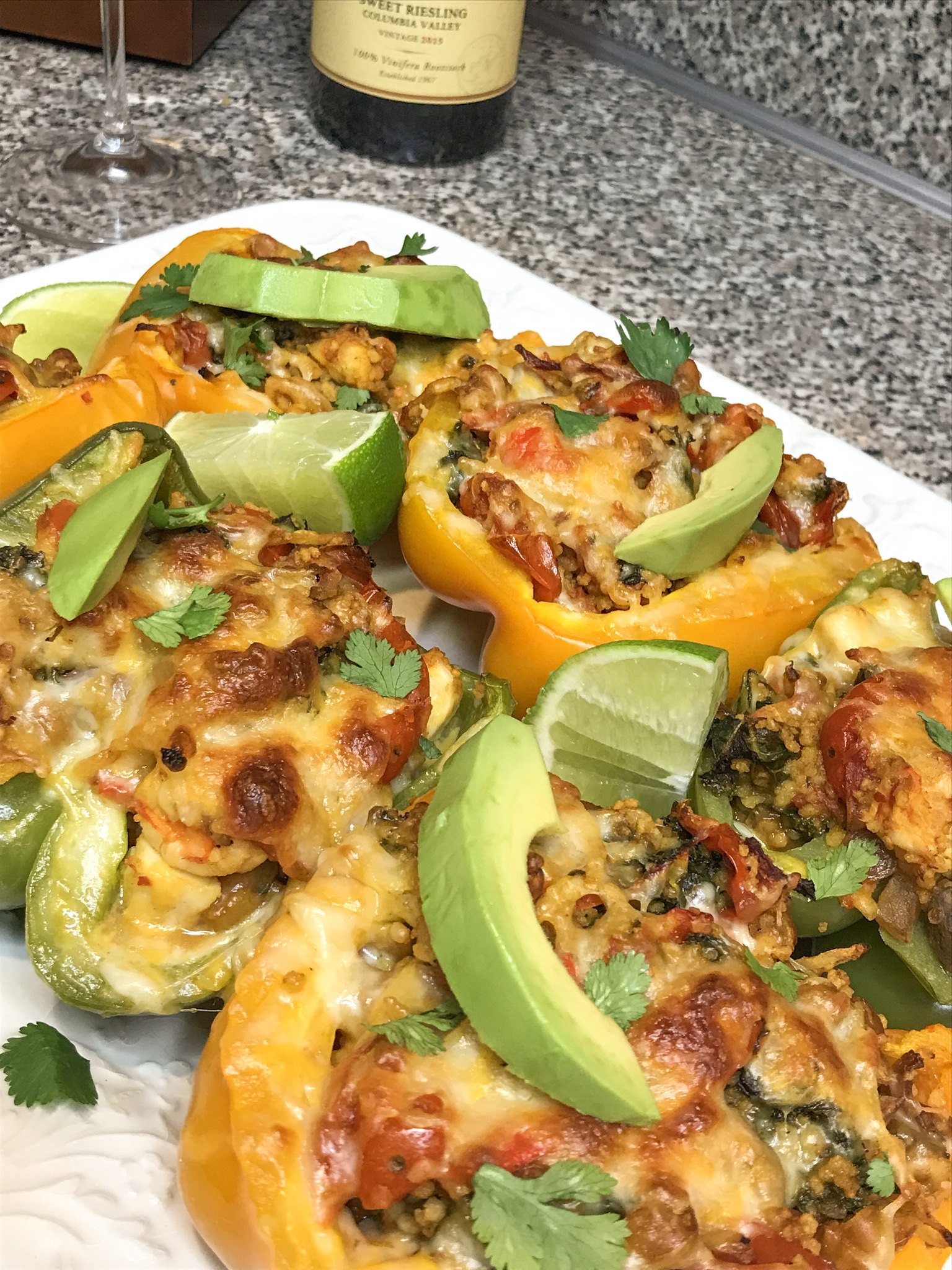 Shrimp and scallop stuffed peppers