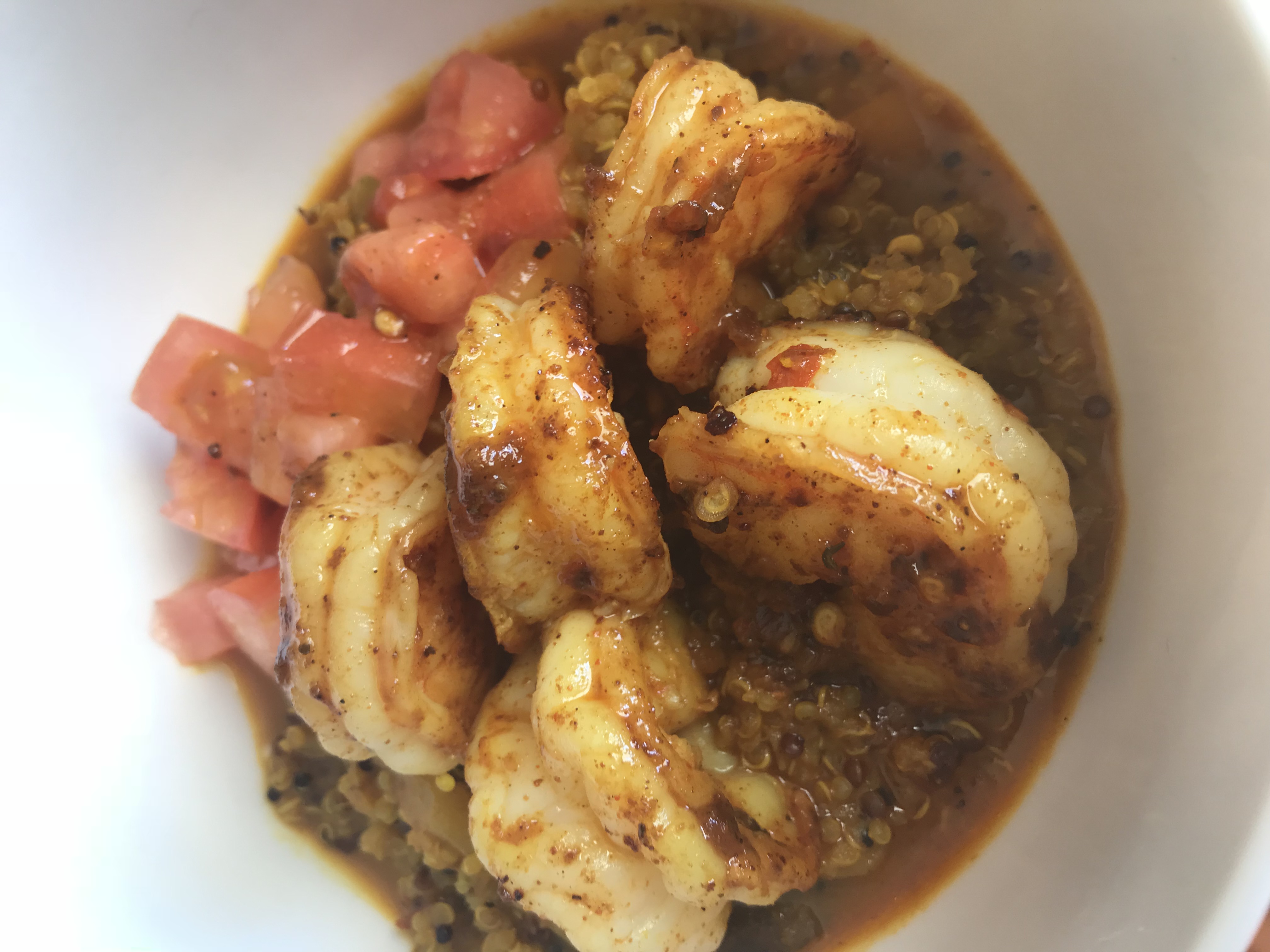 Indian inspired Quinoa w/ Coconut shrimp