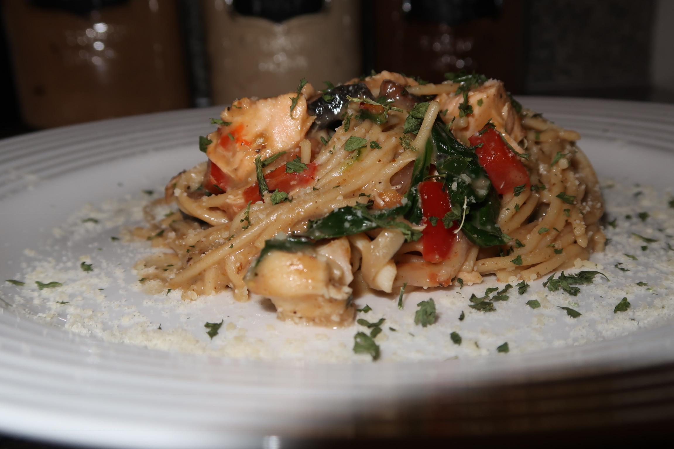 Creamy salmon and lobster pasta