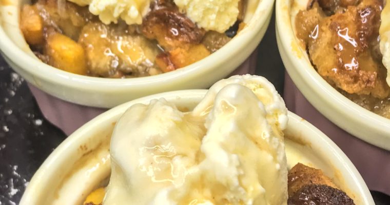 Peach Cobbler Bread Pudding