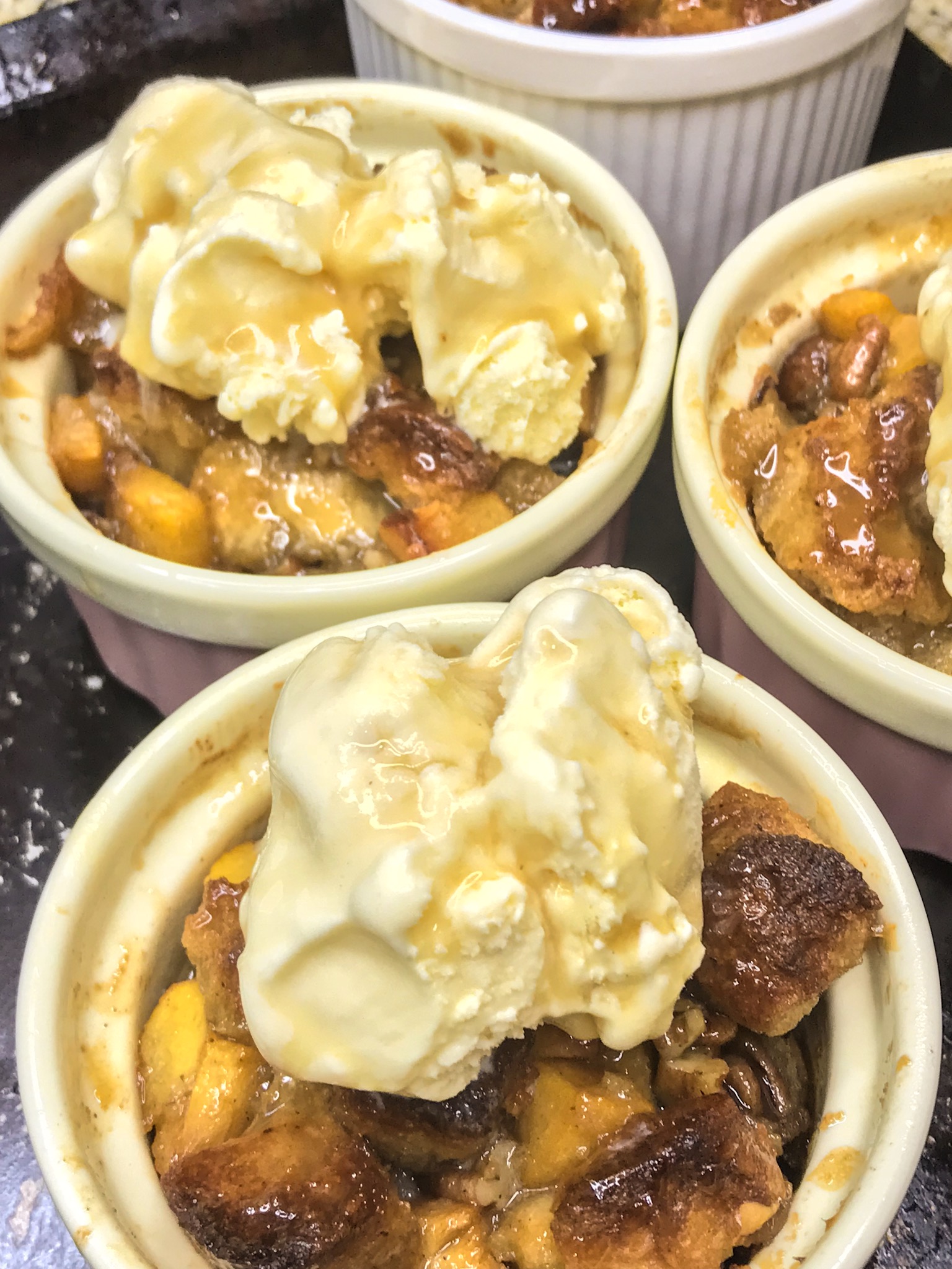 Peach Cobbler Bread Pudding